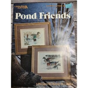 POND FRIENDS Cross Stitch Pattern Book 4 DUCK WATER SCENES HOME DECOR  M96